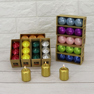 3.5cm Diameter Small Cylindrical Candle a Box of 3 Pieces Wedding Romantic Festival Plated Color Small Cylindrical Candle Color Candle