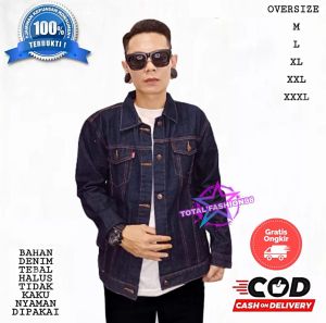 jaket jeans pria oversize jacket denim cowok - totalfashion99