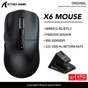 ATTACK SHARK | ATTACK SHARK X6 Ultra-Light Mouse Wireless 1000Hz PAW3395 Sensor 26000DPI and HUANO Pink Spots 80M Switches for Gaming Mouse