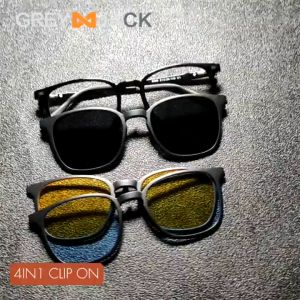 Grey Jack Kacamata Clip On 4in1 Model Semi Kotak Ringan Bahan TR90 Fashion Pria dan Wanita Bisa Minus Antiradiasi Blueray Photocromic 6206