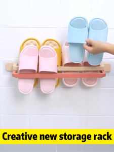 【COD】Slipper Rack Without Punching Bathroom Wall Mounted Multifunctional Double Layer Pull-out Towel Rack Wall Mounted Shoe Organizer Shoe Rack Slipper Rack Kitchen Organizer Hanging Rack Bathroom Rack Wall Mounted Shoe Rack Compact and Efficient