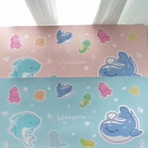 Hayylife Desk Pad Mouse Pad-Seri Hewan Laut Lucu Alas Mouse Pad Kulit ukuran Meja Besar Pad Meja Komputer Anti Air Pad untuk Menulis HL-AIA819