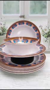 PROMO PAKET 12 PCS ISI PIRING MELAMIN MOTIF CLASIC DAN MANGKUK MELAMIN TERBARU