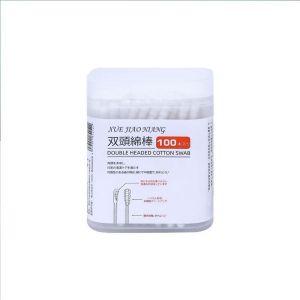 แทะล้างหูแบบลูกกลิ้ง 2 หัว ใช้แล้วทิ้ง สำหรับผู้ใหญ่ ผลิตจากผ้าฝ้ายสีดำ ด้ามจับกระดาษ เครื่องมือทำความสะอาดส่วนบุคคล