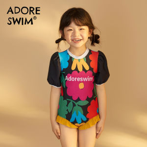Adoreswim Floral Childrens One-Piece Swimsuit Cute Girls Swimwear Set High-End Feeling Summer New Arrival Nylon Fabric