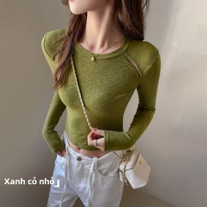 MiiOW | Áo thun dài tay màu đen cổ tròn cho nữ MiiOW Cat Person Áo thun cotton thiết kế thời trang công sở thường ngày mùa thu