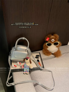 Casual Silver Square Bag Womens Handbag Versatile Bowling Bag Korean Style Soft PU Leather Fashionable Trendy Shoulder Bag