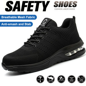 Steel Toe Shoes for Men Women Lightweight Comfortable Work Shoes Indestructible Slip Resistant Safety Shoes Air Cushion Sneaker