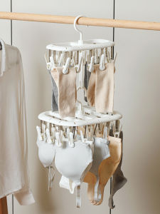 Adult Windproof Plastic Clothesline 20 Clips Socks Drying Rack Baby Multi-functional Drying Shelf Home Use Organizer