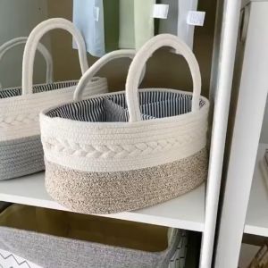 SG Foldable Diaper Bags Storage Bag Organizer Cotton Rope Woven Removable Dividers Mummy Bag