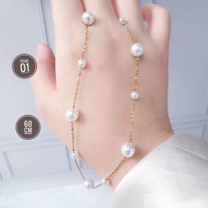 Kalung Perhiasan Titanium Mutiara Gold Fashion Cantik CXA25062408