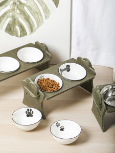Giá Đựng Thức Ăn Bằng Gốm Sứ Bằng Thép Không Gỉ Có Thể Điều Chỉnh Độ Cao Chống Trượt Cho Chó Cưng Nhỏ Ngăn Ngừa Bệnh Họng Đen