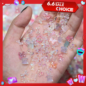 100pcs 3D Aurora Butterfly Bear Deer Pearl Mix Box Professional Accessories DIY Nail Design
