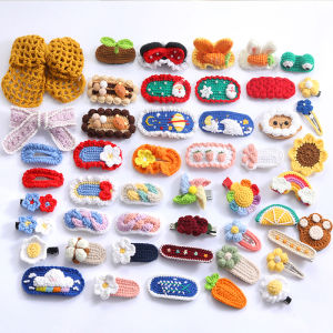 Wool Crochet Handmade Barrettes Material Package DIY