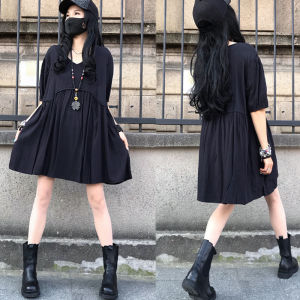 Elegant Black V-Neck High Waist Midi Skirt Dress Stylish Slimming Fashionable Spring Summer New Arrival Cotton Gored Dress