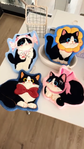 Cat Hand Towel Dinosaur Hand Towel / Cat Kucing Dino Lap Tangan Motif Karakter Gantung Kain Bulu Tebal Lucu Murah / Handuk Lap Tangan