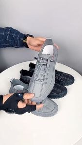 SEPATU PRIA SNEAKERS IMPORT KHAMZO D08 GREY FASHION KOREA