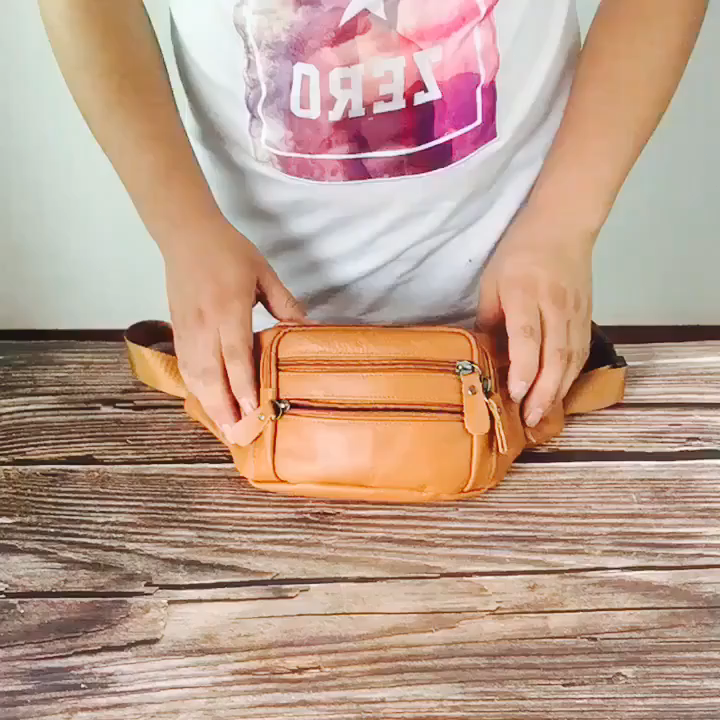100% Genuine Leather Waist Bag - Outdoor Sport Belt Bag for Men and Women Sling Bag