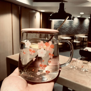 Heat Resistant Glass Water Cup for Women Large Capacity with Straw Office Use Cute Girl Home Use Cup with Lid And Scale