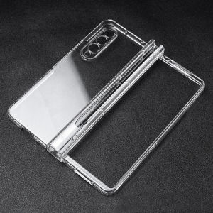 FLOVEME Transparent Hard PC Phone Case For Samsung Galaxy Z Fold 5 Fold 4 Z Fold 3 5G Hinge Protector Slide Pen Slot Full Protection ShockProof Back Cover For Galaxy Z Fold 5 Fold 4 Fold 3