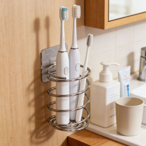Electric Toothbrush Holder for Bathroom Stainless Steel Wall Mounted Electric Toothbrush Storage Rack Self-Adhesive Organizer