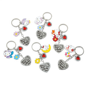 Bandai | Cute Cartoon Hello Kitty Heart Shaped Letter Pendant Keychain Backpack Pendant Accessory Gift for Fans