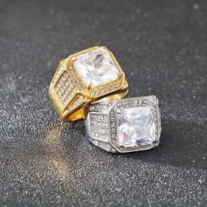 Kemstone Bold 8 mét nhẫn thép Titan với 3A Zirconia Stones người đàn ông sang trọng của đồ trang sức cho mặc hàng ngày & Quà Tặng