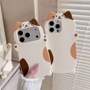 Ốp Điện Thoại Họa Tiết Mèo Hoạt Hình 3D Hàn Quốc Cho iPhone Chất Liệu Silicon Mềm Chống Sốc Bảo Vệ Tương Thích Với Nhiều Mẫu Máy