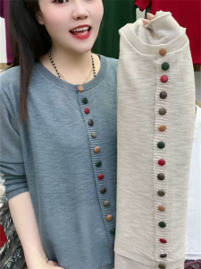 เสื้อคาร์ดิแกนถักแขนยาวผ้าฝ้ายสำหรับผู้หญิง ฤดูใบไม้ผลิและฤดูร้อน 2025 ใหม่ ลำลอง หลากหลาย สี ดีไซน์ ปกติ สีสันสดใส แฟชั่น