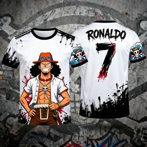 Bandai | 2026 New Arrival One Piece Special Edition Mens Soccer T-shirt Ronaldo # 7 Soccer Shirt T-shirt Kids Luffy 3D Printed T-shirt