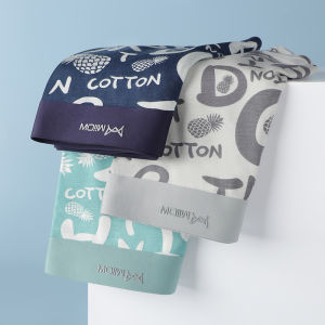 MiiOW 3Pcs พิมพ์สัตว์เซ็กซี่ผู้ชายกางเกงนักมวยกางเกงขาสั้นผ้าฝ้ายอินทรีย์นุ่ม Trunk Man ชุดชั้นในนักมวยชายกางเกง Boxershorts M1300