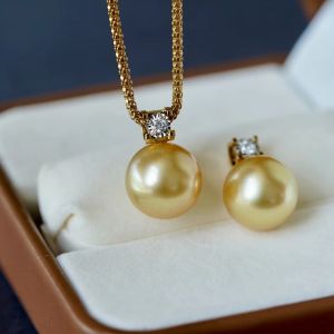 Montagne Jewelry 18k Pure Pendant For Women Diamond Inset Fine Jewellery Natural 11mm South Sea Pearl Pendant