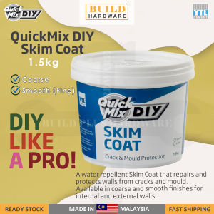 YTL QuickMix DIY Skim Coat Paste 1.5kg (Ready-to-use) Coarse / Smooth 薄膜涂层 腻子 Kot Skim - Lazada