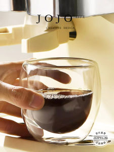 High Temperature Resistant Double Layered Glass Cup with Handle for Office Use Transparent European Style Water Cup by JOJOS L