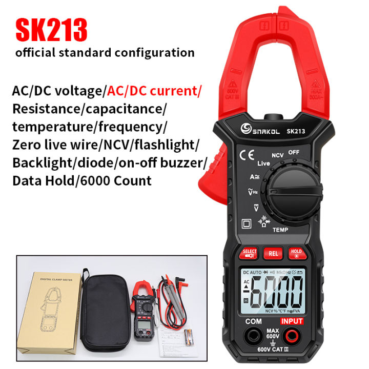 Digital Clamp Meter Autoranging TRMS AC/DC Volt/Current Continuity Frequency Capacitance NCVT