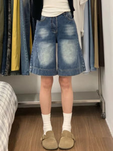 QIANCHANGNAAI | Plus Size Retro American High Waisted Slim Straight Wide Leg Shorts