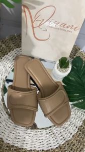 Sendal Wanita Teplek Nunna Kekinian Sandal Flat Kulit Sintetis Double Foam Lembut Non Slip Simple