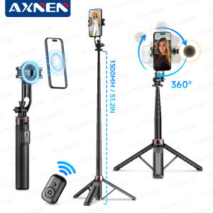 AXNEN | AXNEN C20 Magnetic Selfie Stick Tripod for iPhone 12-16 Pro Max Travel Stand with Magsafe Phone Clamp for Android Smartphone