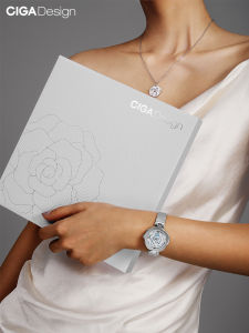 CIGA Design Watch R Series Womens Watch Automatic Quartz Watch Rose Stainless Steel/Leather Watch Silver Rose Necklace Pendant Watch