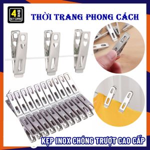 SET 20 Kẹp Inox  Kẹp Phơi Đồ  Quần Áo Chăn Mền Inox Không Gỉ Siêu Bền  Chống Trượt Size 4.5 Cm Tiện Lợi - Móc Kẹp Treo Đồ Đa Năng  Kẹp Càng Cua Chắc Chắn Tiện Ích