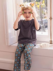 MiiOW | Bộ đồ ngủ cotton mùa hè thoáng khí cho bé trai và bé gái MiiOW Cat People Bộ đồ ngủ dài tay quần dài thoải mái cho trẻ em