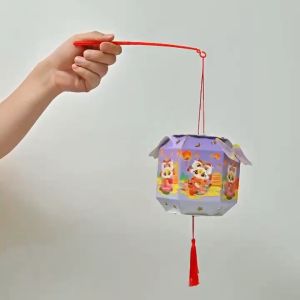 DIY prakarya lentera lampion Chinese New Year / Free lampu LED dan gagangnya ( Kado / Souvenir )