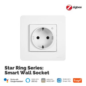 MOES Tuya ZigBee Smart Socket EU Wall Embedded Outlet Energy Monitor Indicator App Remote Control Voice Cotrol Alexa Google Home