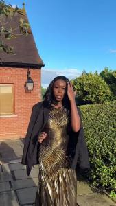 aliChic Gold Pleated Bodycon Maxi Dress For Women Elegant Round Collar Sleeveless Evening Robe 2024 Fashion Lady Party Prom Gowns ﻿