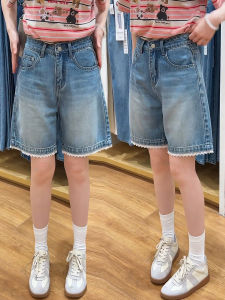 MEITESIJIAONU | Summer Lace Stitched Denim Shorts