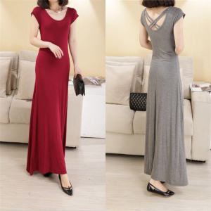 Loose Modal Vest Long Skirt Womens Spring Summer New Korean Style Short Sleeve Black Midi Dress Base Layer Skirt