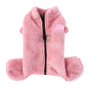 Soft Fleece Dog Clothes Winter Four Legs Covered Plush Pet Coat D-Ring Zipper Puppy Jacket Autumn Overall For Small Middle Dog