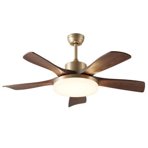 XIANLING | Walnut Color Quiet Intelligent New Chinese Style Ceiling Fan Light