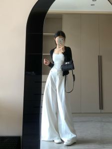 Quần Jeans Denim Lanh Rộng Dài Ôm Hông Cạp Cao Mùa Hè Cho Nữ Quần Dài Thường Ngày Co Giãn Thoải Mái