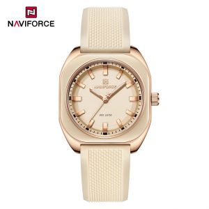 Naviforce | NAVIFORCE Simple Watches For Woman Quartz Polygon Dial Soft Silicone Strap Luminous Watch Ladies Luxury Design Wristwatch NF5061